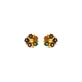 22K Gold Floral Meenakar Stud Earrings